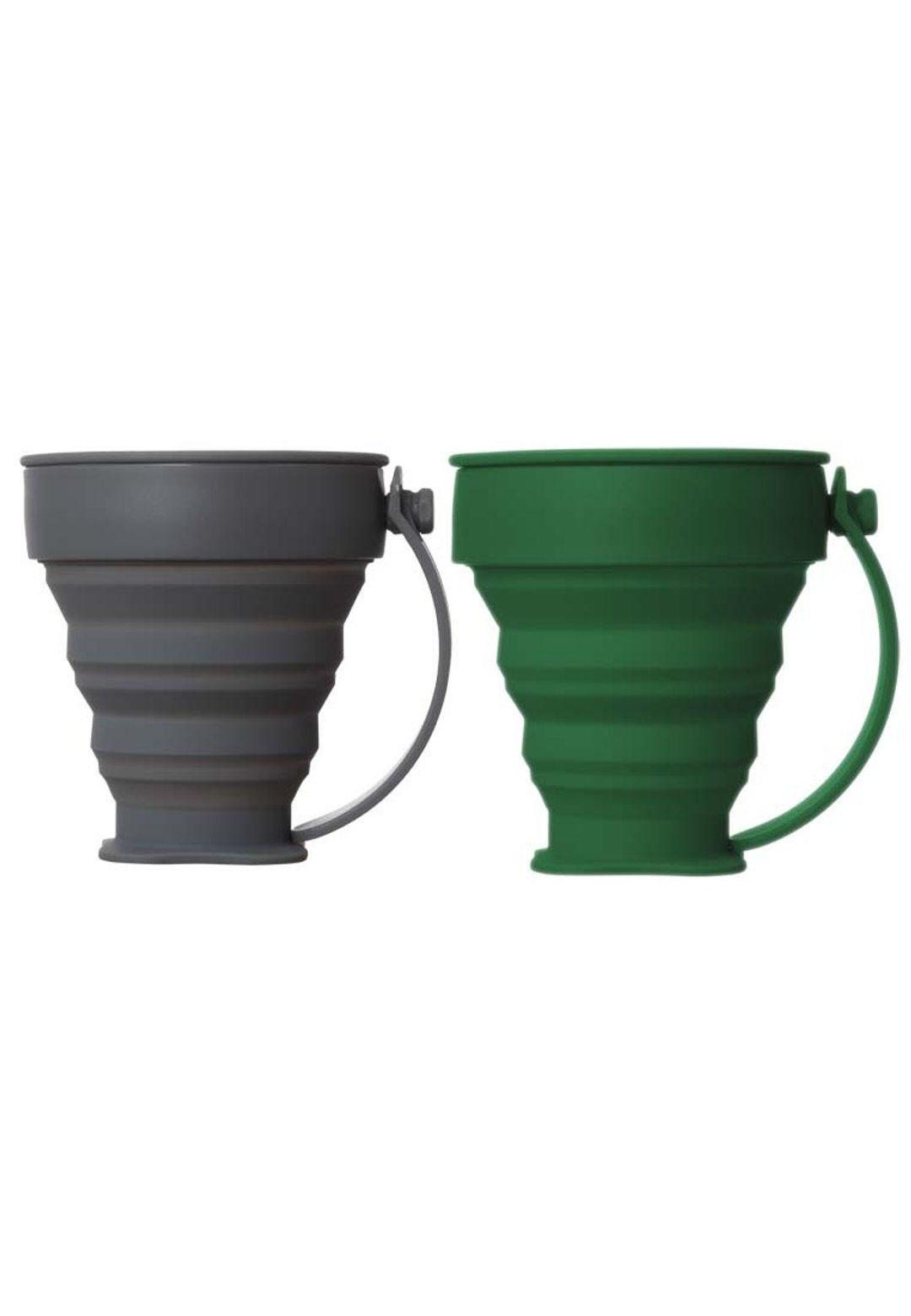 爱地球环保   Sili Cup 轻巧  情侣 可折叠咖啡杯 硅胶杯 旅行杯组 - 灰色配绿色 (1套2件) - 水瓶/水壶 - 硅胶 绿色