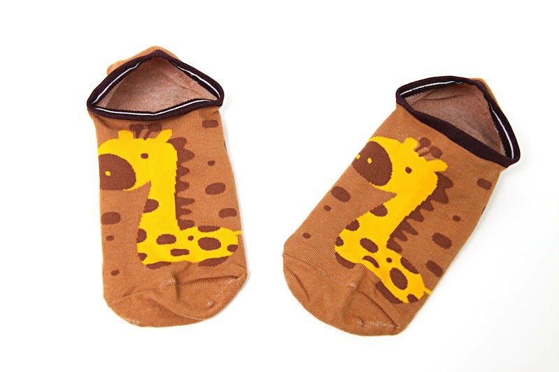 【HARPER】在脚尖上舞蹈的矽胶止滑隐形短袜-咖啡长颈鹿 - 袜子 - 其他材质 金色
