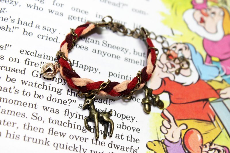 轻轻地踏阿★编织手炼 - 手链/手环 - 真皮 咖啡色