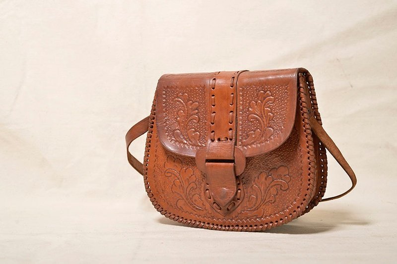 Vintage 古董包 - 侧背包/斜挎包 - 真皮 咖啡色