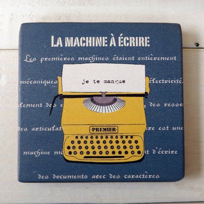 杯垫-实木-打字机-黄 - 杯垫 - 木头 多色