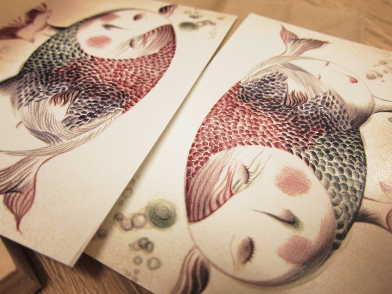 双生之恋-手绘明信片 - 卡片/明信片 - 纸 咖啡色