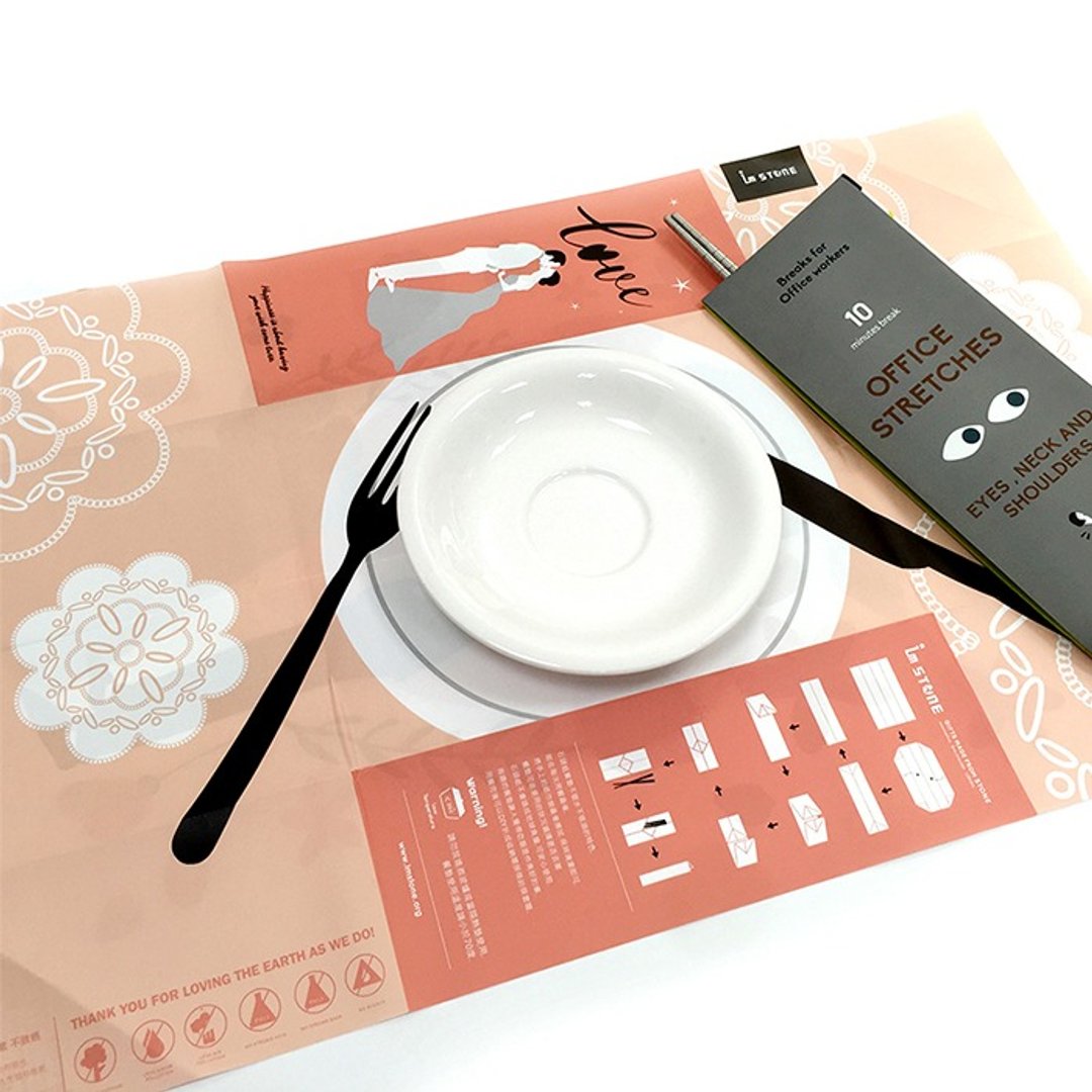 [imSTONE石头纸礼品]食在有趣餐垫 - 餐垫/桌巾 - 防水材质 粉红色