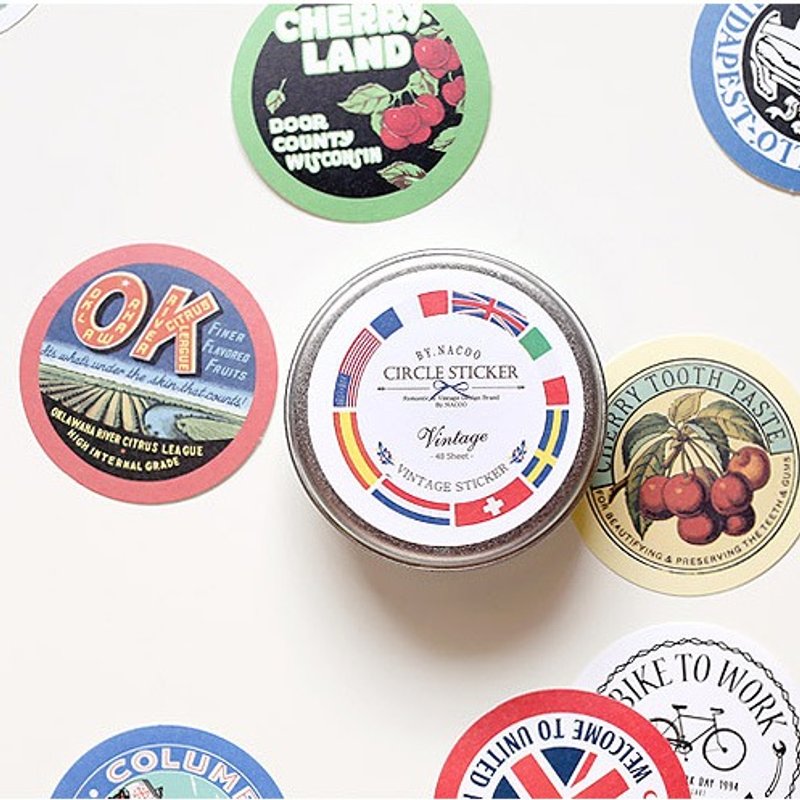 Nacoo 趣味时光造型圆贴(48入)-复古,BNC10463 - 贴纸 - 纸 多色