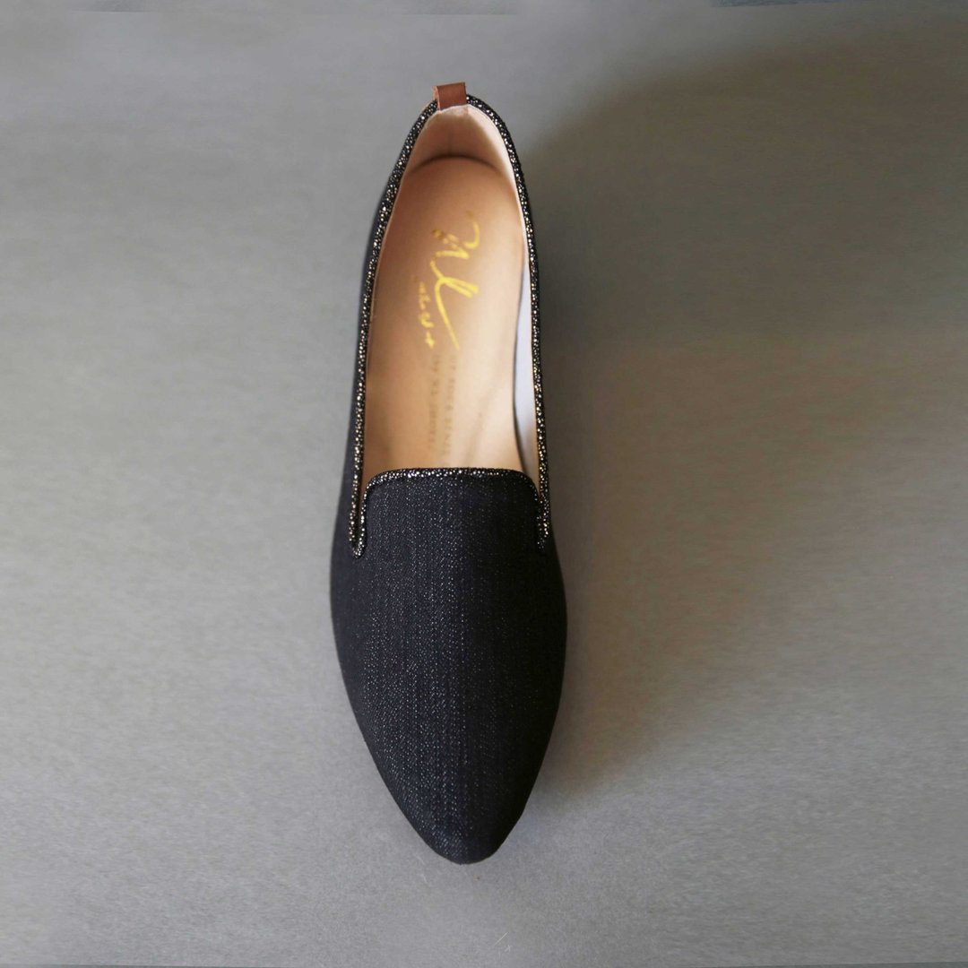 Denim Black (个性黑) Heeled Loafers 丹宁乐福 | WL - 女款牛津鞋/乐福鞋 - 棉 黑色