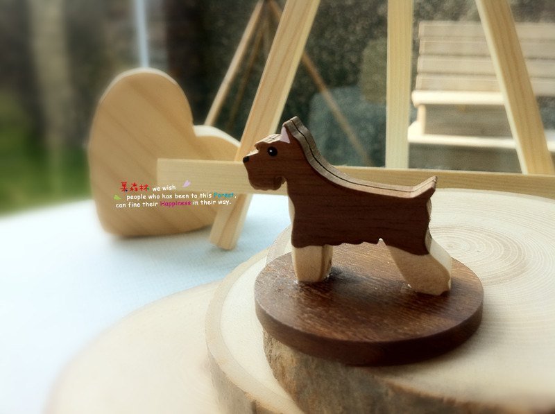 原木爱犬名片座-雪纳瑞 - 其他 - 木头 灰色