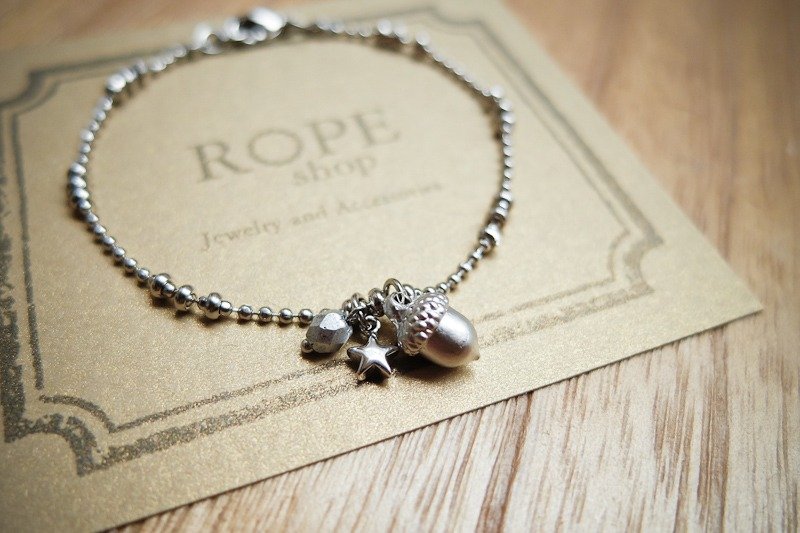 ROPEshop之【小橡果】系列手链。月光银 - 手链/手环 - 其他金属 灰色