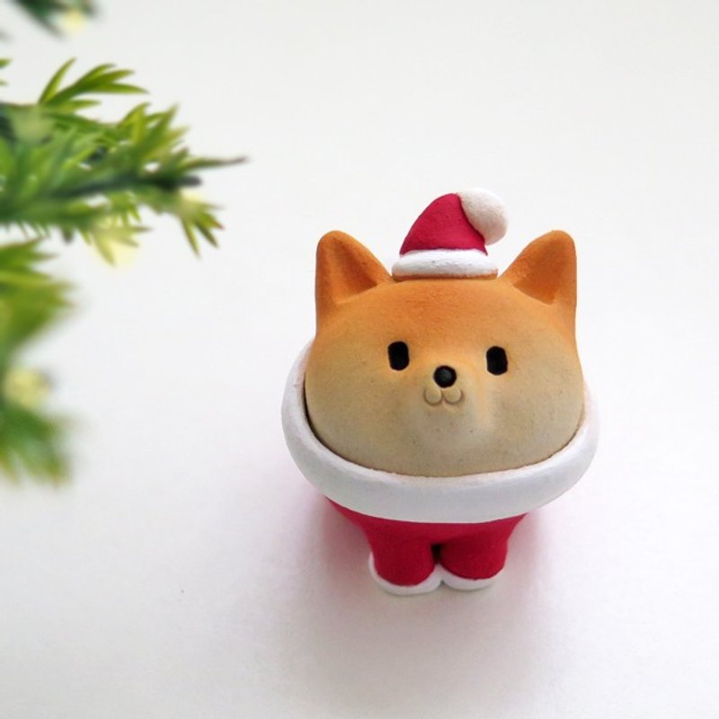Shiba Inu figurine of Ceramics "A santa claus of pretty small Shiba Inu type" - 摆饰 - 其他材质 红色