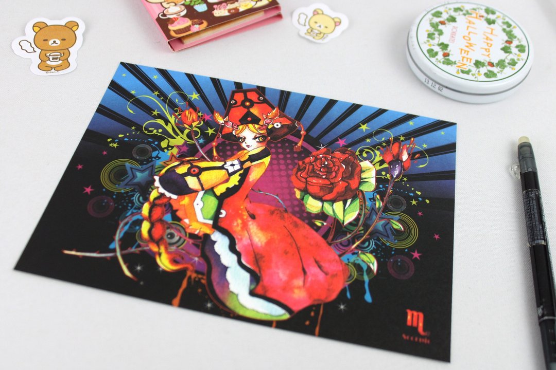 十二星座-Scorpio天蝎座/插画明信片 - 卡片/明信片 - 纸 红色