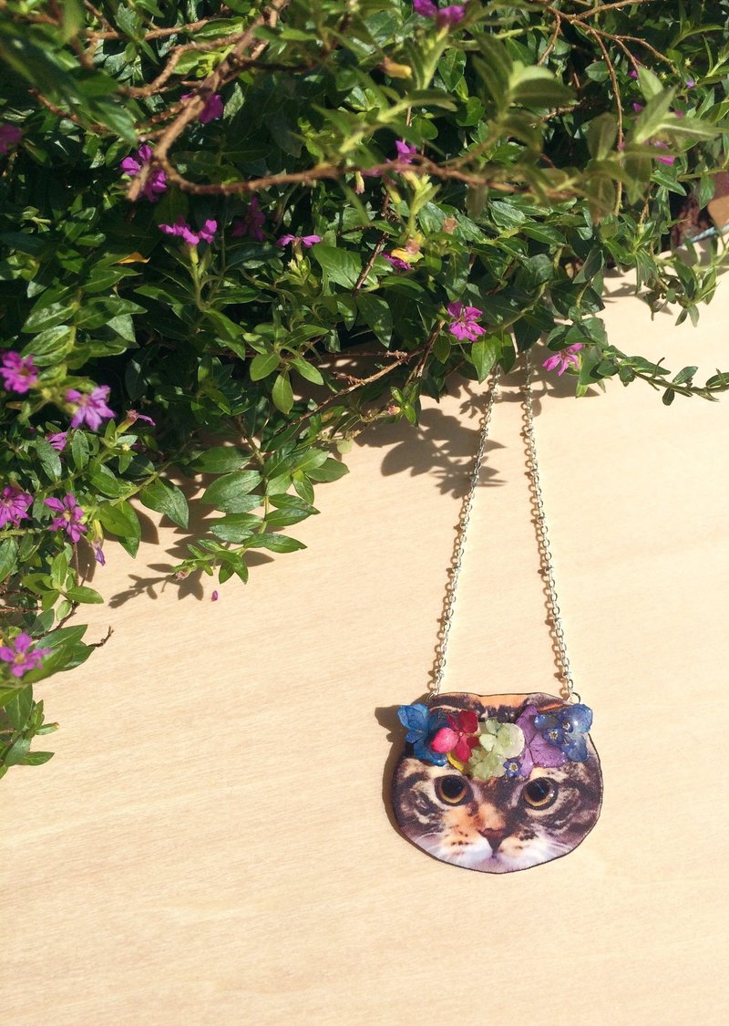 *Haku·Neko* 躲猫猫系列小花女猫咪真花颈链 - 颈链 - 植物．花 多色