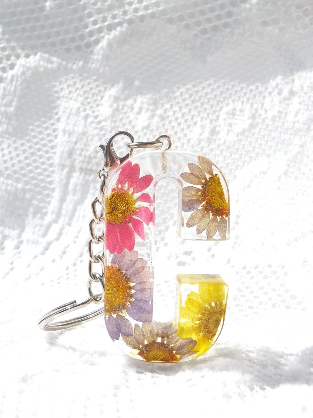 Anny's workshop手作押花饰品，艳夏ABC字母饰品 (C) - 项链 - 其他材质 