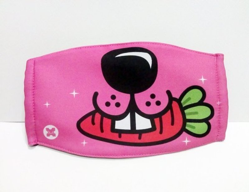 手工印制口罩-兔兔吃萝卜系列(单色底共三款) - 口罩 - 其他材质 多色