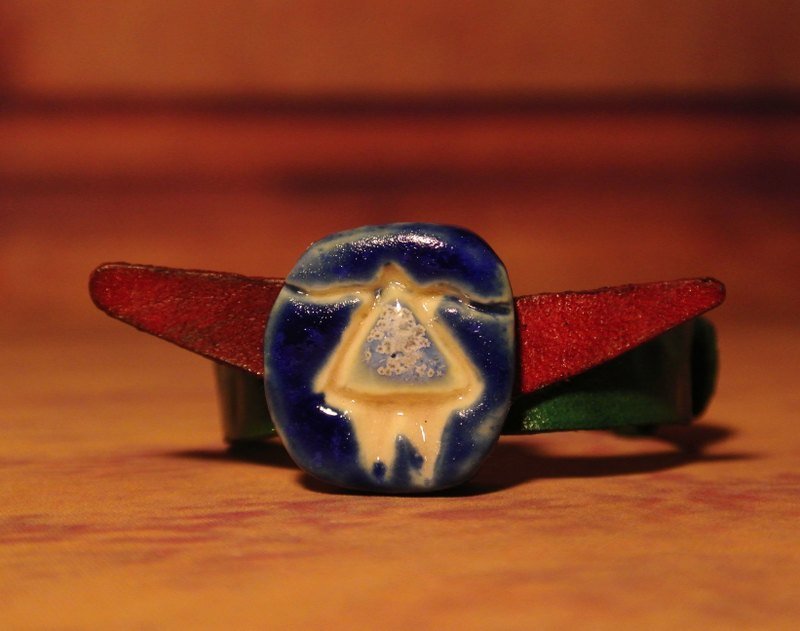 【 超人 】手环 手镯 牛皮 皮革 白瓷 限量一只 手工 - 手链/手环 - 其他材质 绿色