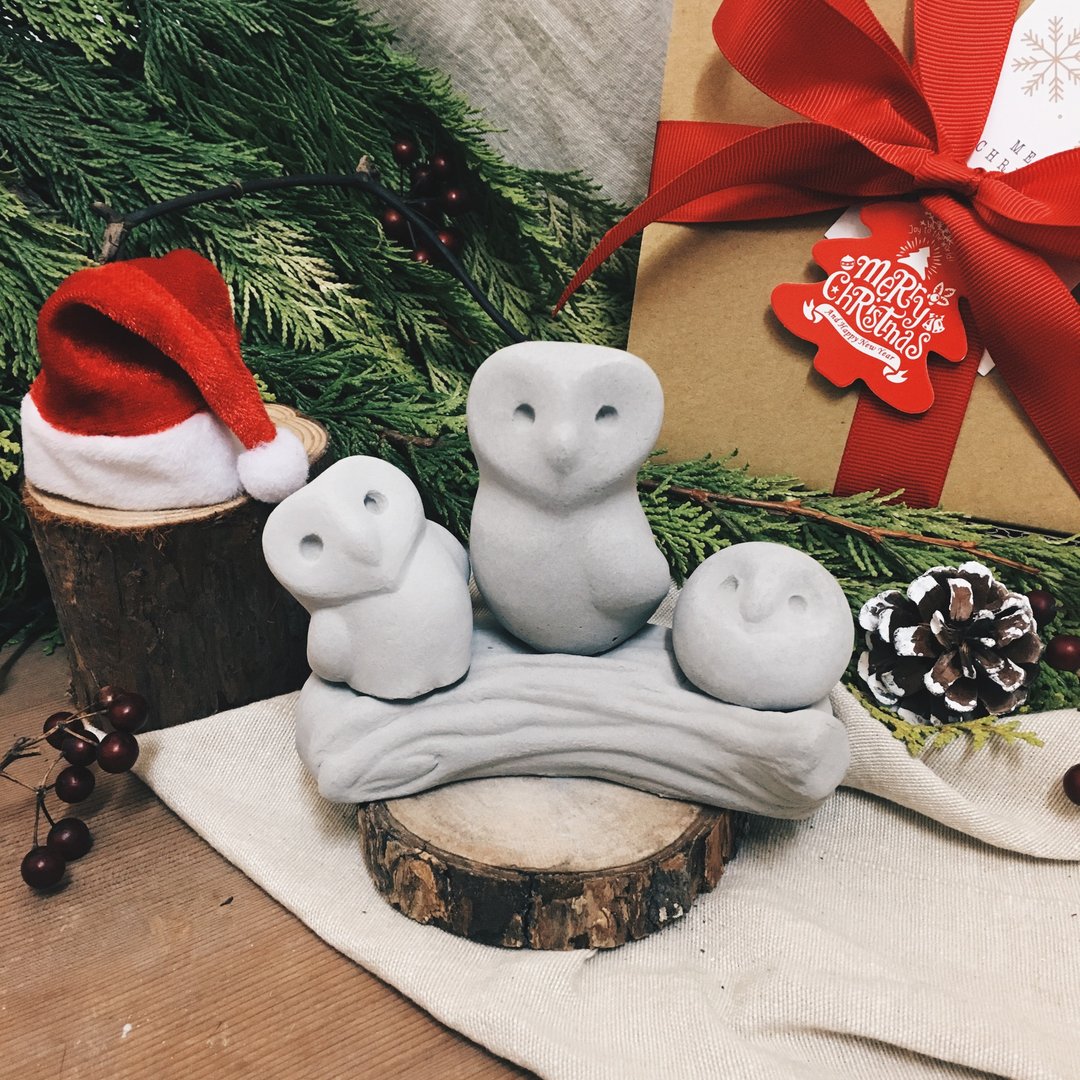 【新年礼物】猫头鹰 和平 守护 幸福 扩香石 - 摆饰 - 水泥 灰色