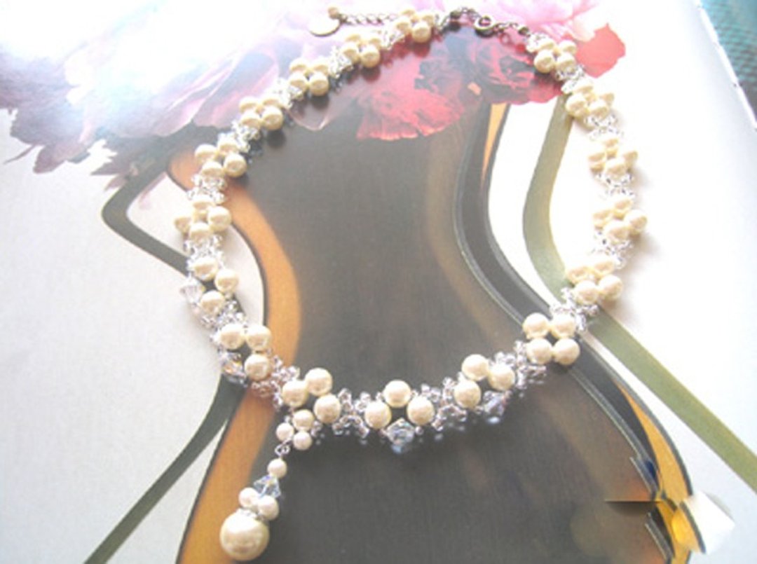 Pearl &amp; Swarovski Crystal Choker&amp; / GA : Cream - 项链 - 其他材质 白色