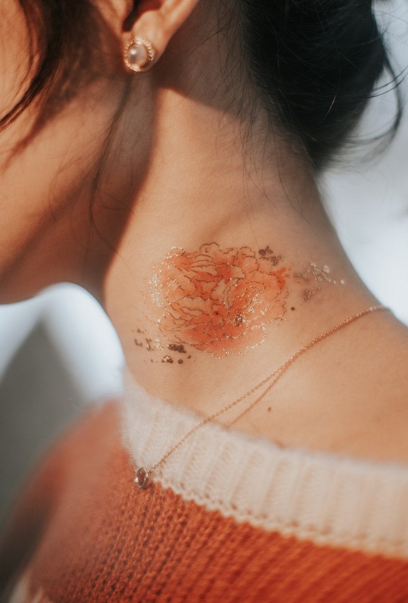 繽紛花園-2入紋身貼紙 原創手繪設計 過年款 - 纹身贴 - 纸 红色