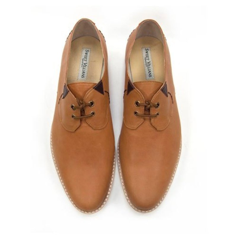 Sweet Villians 诡奇”汪汪”牛皮德比鞋 M1085，驼棕色 - 男款休闲鞋 - 真皮 金色