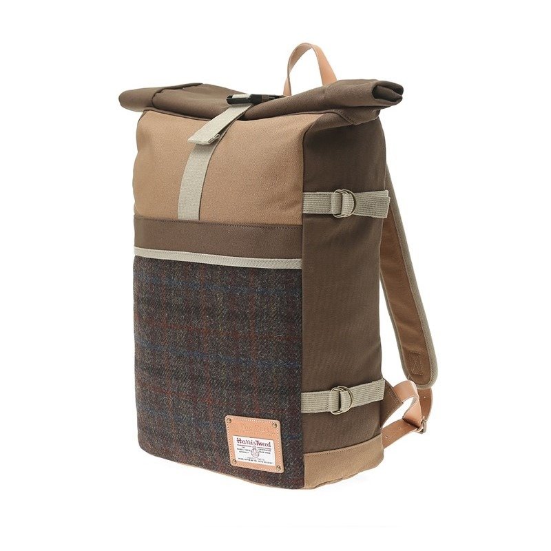 HARRIS TWEED - ROLL-TOP BACKPACK - DARK BROWN - 后背包/双肩包 - 其他材质 咖啡色