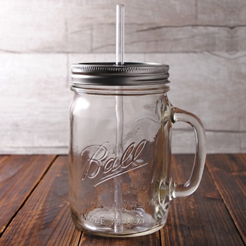 700cc【MSA Ball Jar】大容量柠檬水专用 复刻玻璃罐马克杯(送玻璃环保吸管)Rednek Handled Glass Mugs 定制化 - 环保吸管 - 玻璃 咖啡色