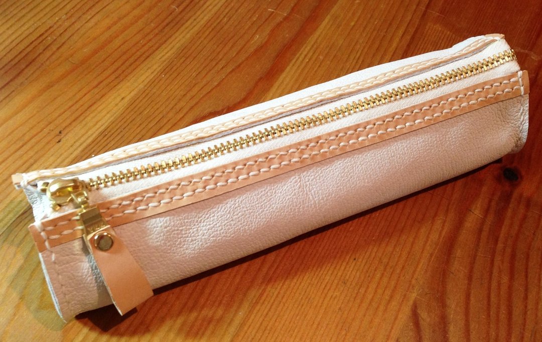 夏日天晴～皮革笔袋 // 白色 pencil case - 铅笔盒/笔袋 - 真皮 白色