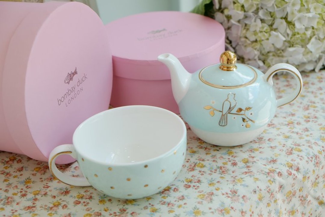 {HighTea下午茶  茶壶茶杯组。附收纳盒} 薄荷蓝、水玉、小鸟 ~伦敦进口，复古纯正英伦血统~ - 茶具/茶杯 - 其他材质 蓝色