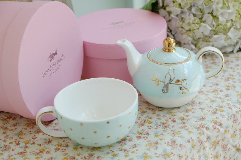 {HighTea下午茶  茶壶茶杯组。附收纳盒} 薄荷蓝、水玉、小鸟 ~伦敦进口，复古纯正英伦血统~ - 茶具/茶杯 - 其他材质 蓝色