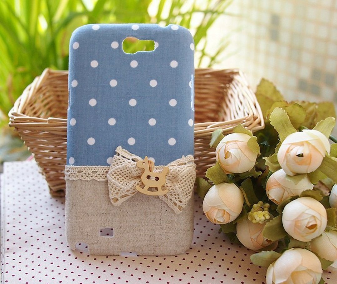 布艺 蓝色波点小木马手机壳 保护壳  Samsung Galaxy Ace 3 Ace3 Ace 2 S6 S5 S4 S7 Note 7 5 Note4 3 2 - 其他 - 其他材质 蓝色