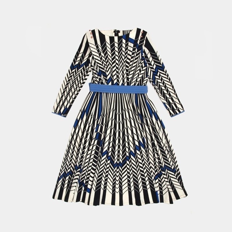 │moderato│设计师黑白几何古着洋装│微瑕│森林复古.女朋友.独特.文艺 - 洋装/连衣裙 - 其他材质 黑色