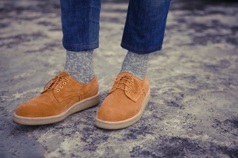 A ROOM MODEL - │ SHOES COLLECTION │ 001-杏色麂皮鞋 - 男款皮鞋 - 真皮 卡其色