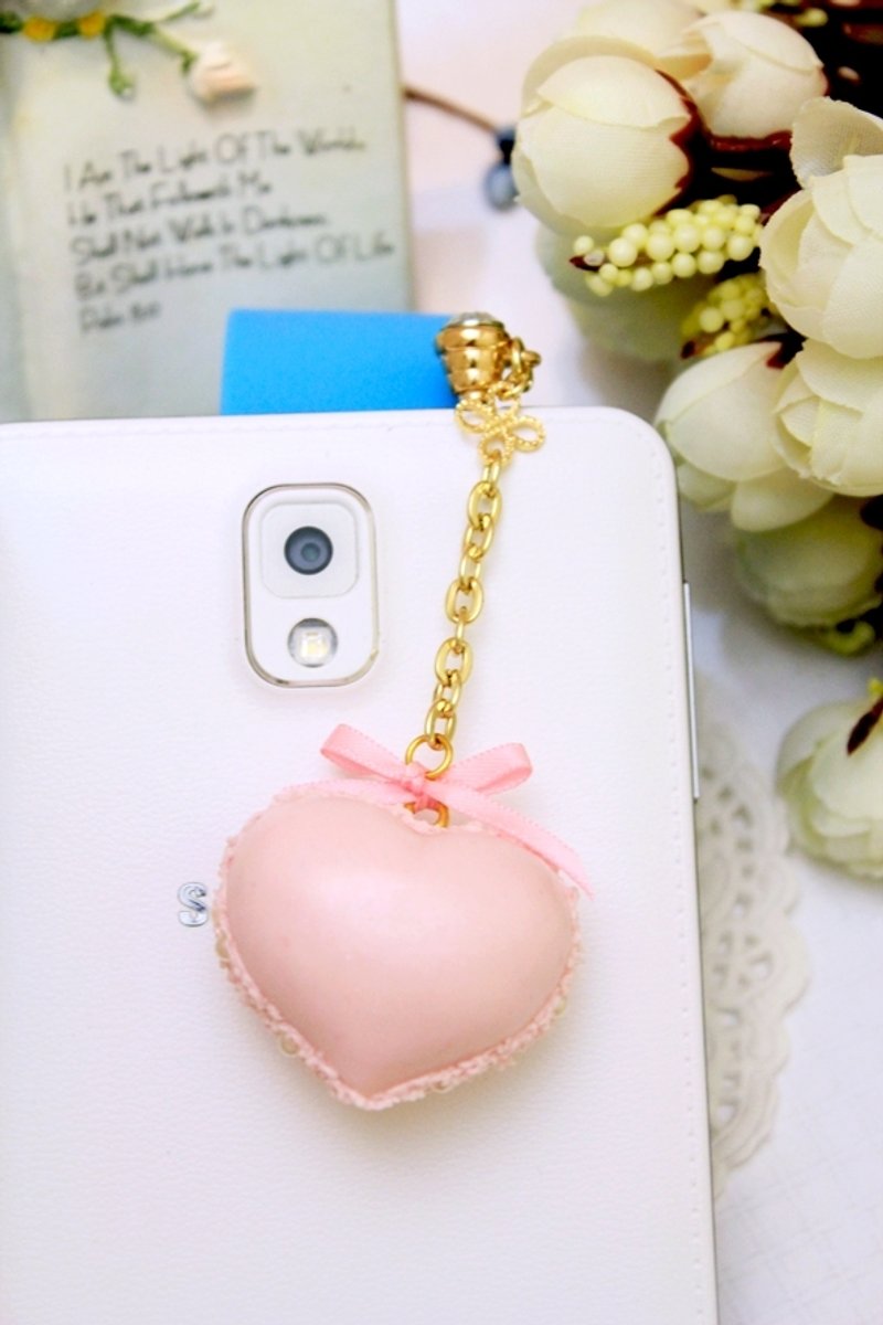 爱心小巴黎~心型马卡龙手机防尘塞吊饰 - 其他 - 其他材质 粉红色