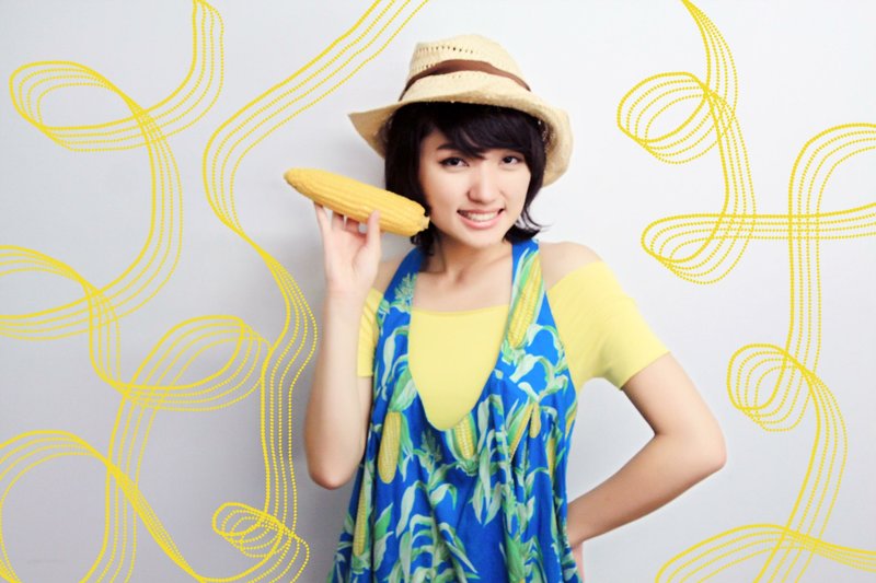 NG品免邮特价出清！黍⊕玉米图腾背心洋装 - 洋装/连衣裙 - 其他材质 蓝色