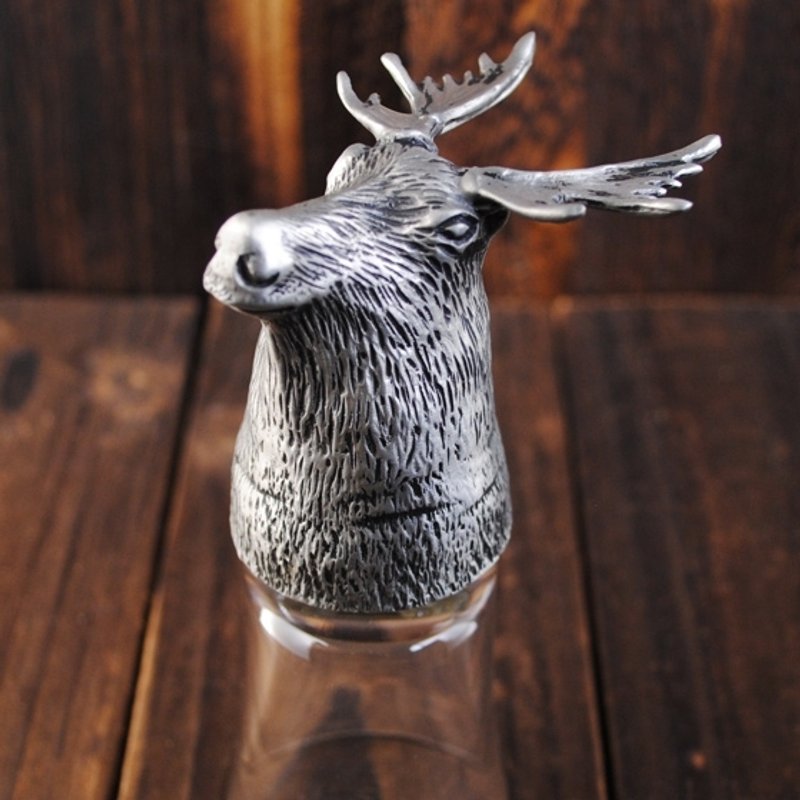 【MSA 烈酒杯玻璃雕艺术】日本纯锡麋鹿刻字酒杯 玻璃酒杯雕刻收藏品 圣诞节 耶诞 - 其他 - 玻璃 灰色