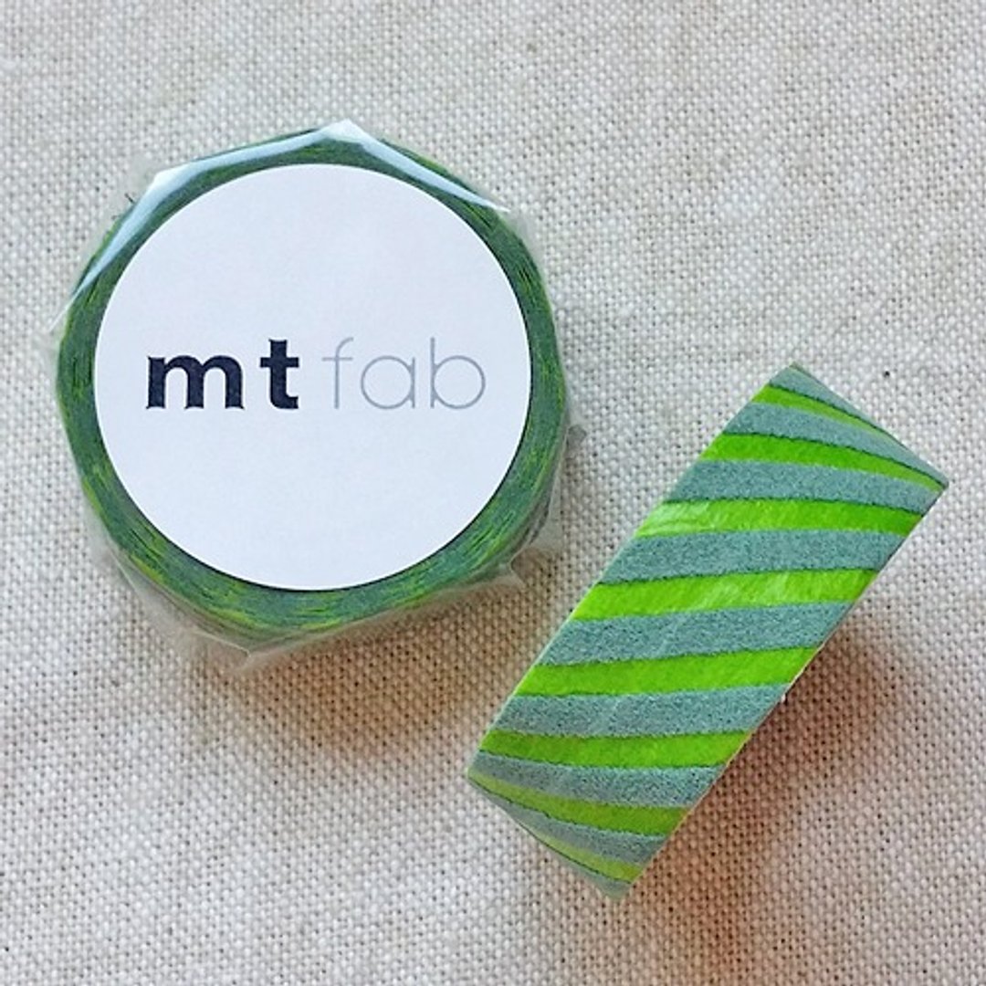 mt 和纸胶带 fab 植绒系列【斜纹款 浅绿+苔绿(MTFL1P017)】 - 纸胶带 - 纸 绿色