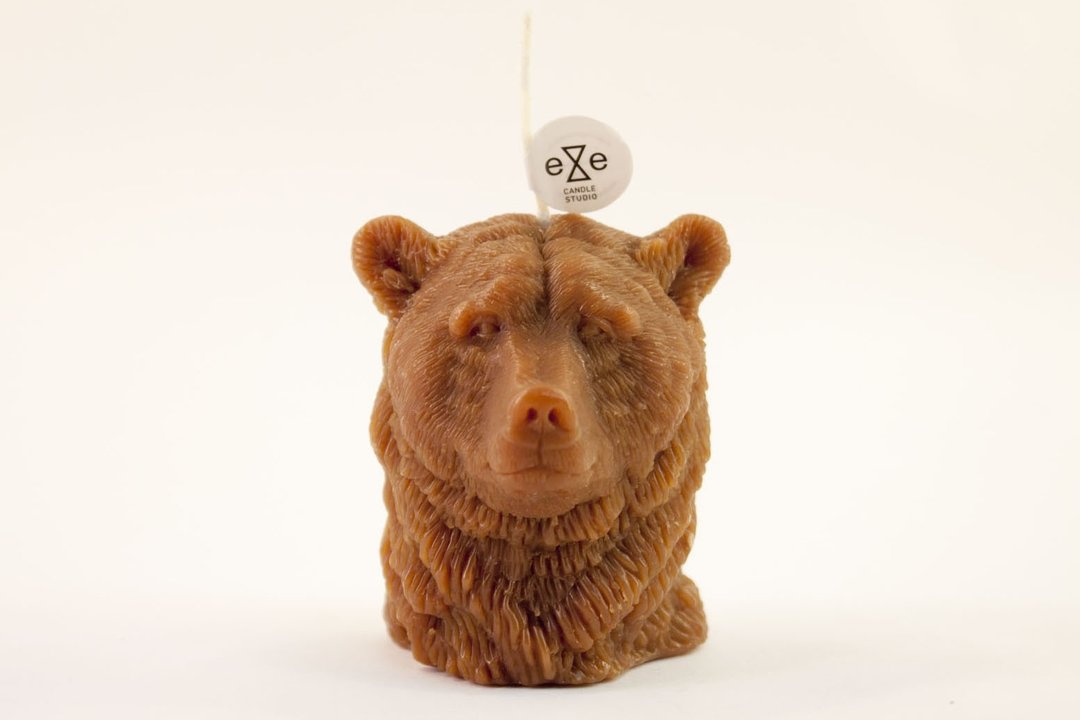 咖啡色棕熊造型香氛蜡烛 Brown Bear Candle - 蜡烛/烛台 - 蜡 咖啡色