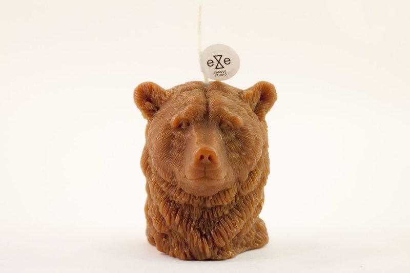 咖啡色棕熊造型香氛蜡烛 Brown Bear Candle - 蜡烛/烛台 - 蜡 咖啡色
