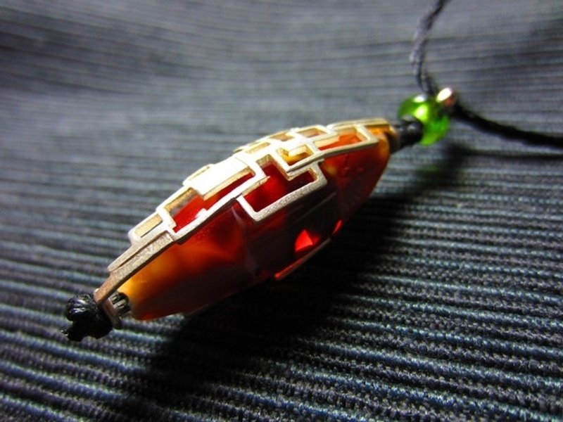 云语~《坤舆~五行系列〈土〉》~琉璃珠，950银饰 - 项链 - 玻璃 咖啡色