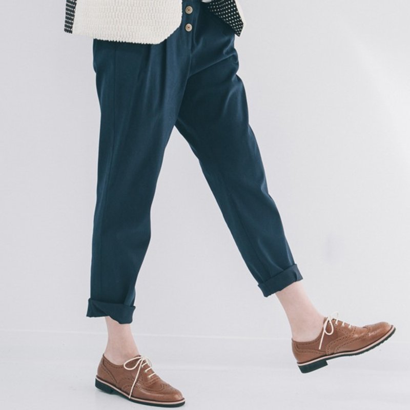 许许儿♪厚磅古铜排扣老爷裤-蓝L - 女装长裤 - 其他材质 蓝色