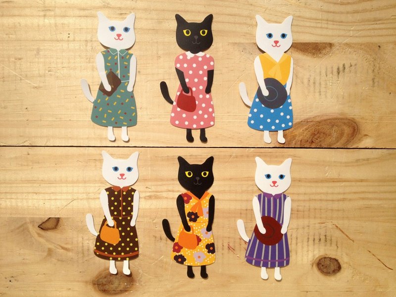 Vintage Meow Stickers Set - 贴纸 - 防水材质 多色