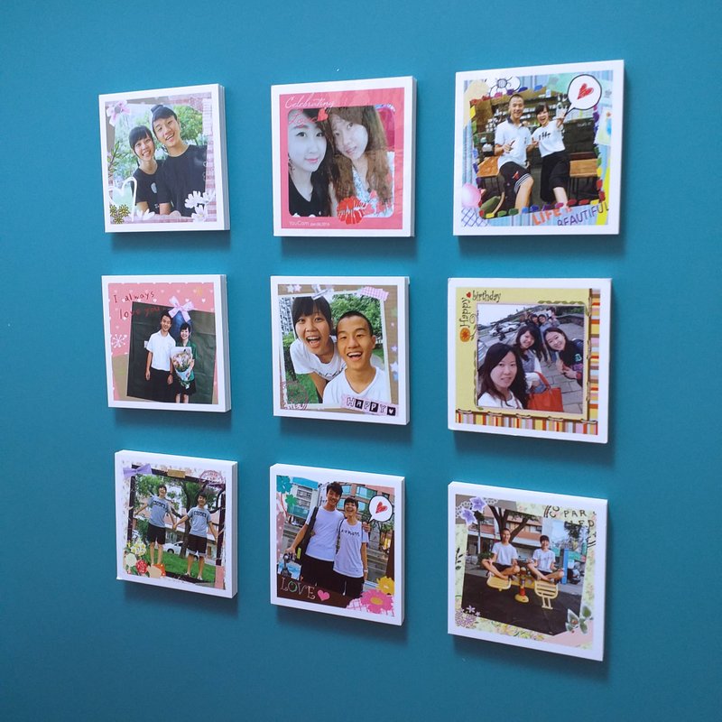 【定制化礼物】大头贴磁铁卡9张 定制/生日/男/情侣/情人节/礼物 - 冰箱贴/磁贴 - 纸 多色