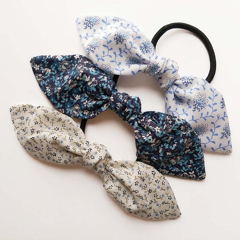 纯手工 蓝色组蝴蝶结发束 (一组3枚) - 发饰 - 其他材质 蓝色