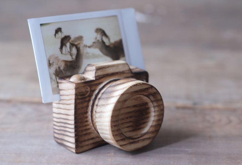 手工木制微型相机▣ 名片照片夹 - 文件夹/资料夹 - 木头 咖啡色