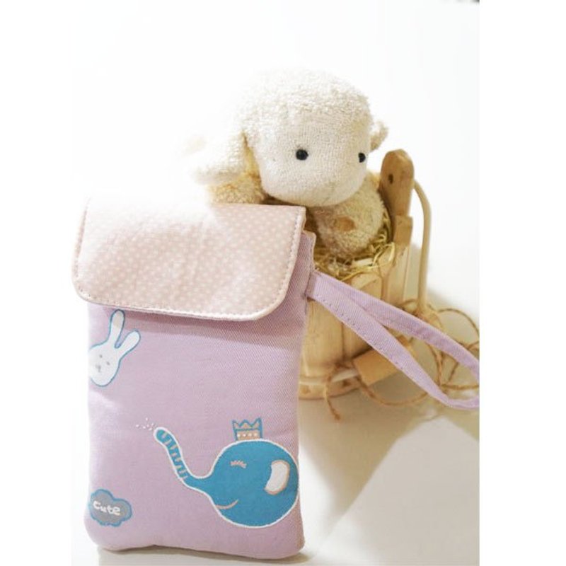 手绘可爱喷水大象及小兔(浅粉+粉红点点) - 其他 - 其他材质 粉红色