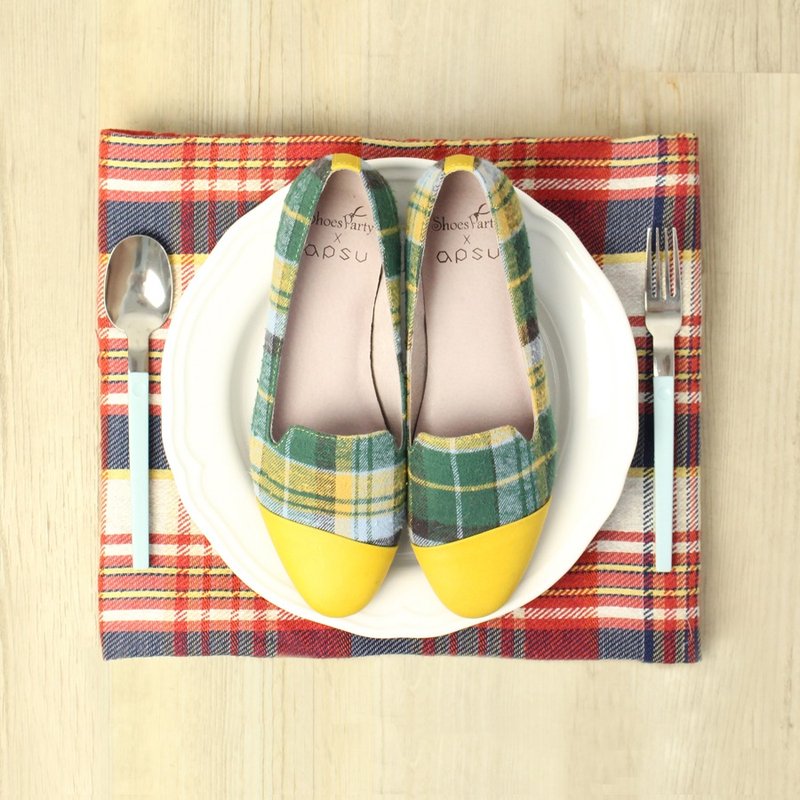 ----------Shoes Party----------圣派翠克庆典斜拼接欧贝拉  /手工订制/日本布料 - 芭蕾鞋/娃娃鞋 - 其他材质 绿色