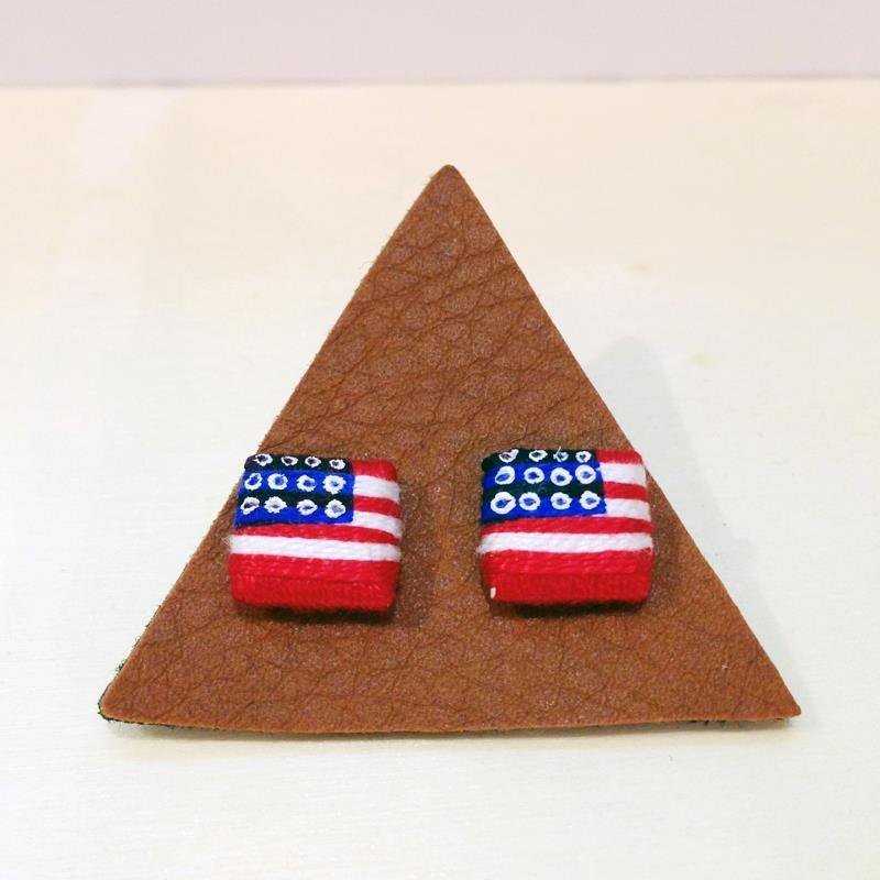 ▲手工编织耳针▲国旗系列-美国款 - 耳环/耳夹 - 其他材质 多色