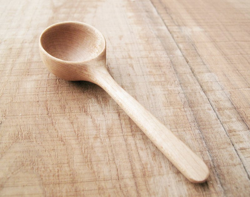 天然手作木匙-枫木款-圆弧咖啡/ 茶匙 - 餐刀/叉/匙组合 - 木头 金色