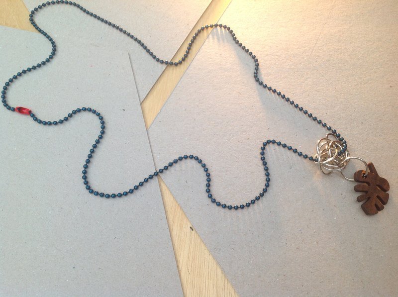 项链∞秋天，咖啡色叶子飘扬的季节 - 项链 - 其他金属 多色