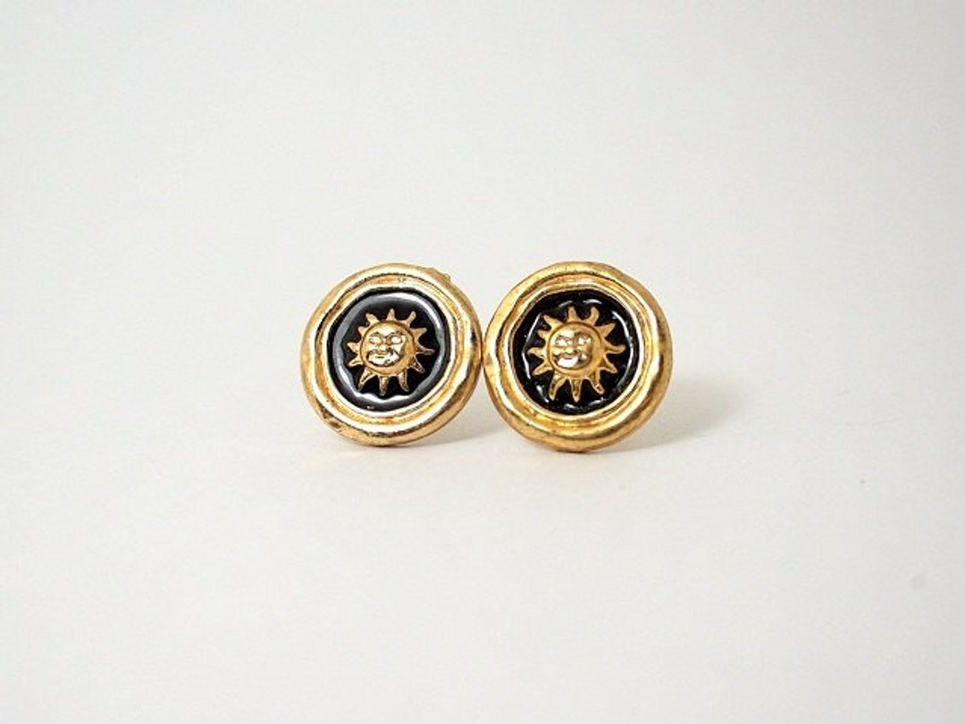 Circle dot 金太阳 不锈钢耳针 耳环 0152 - 耳环/耳夹 - 其他金属 金色
