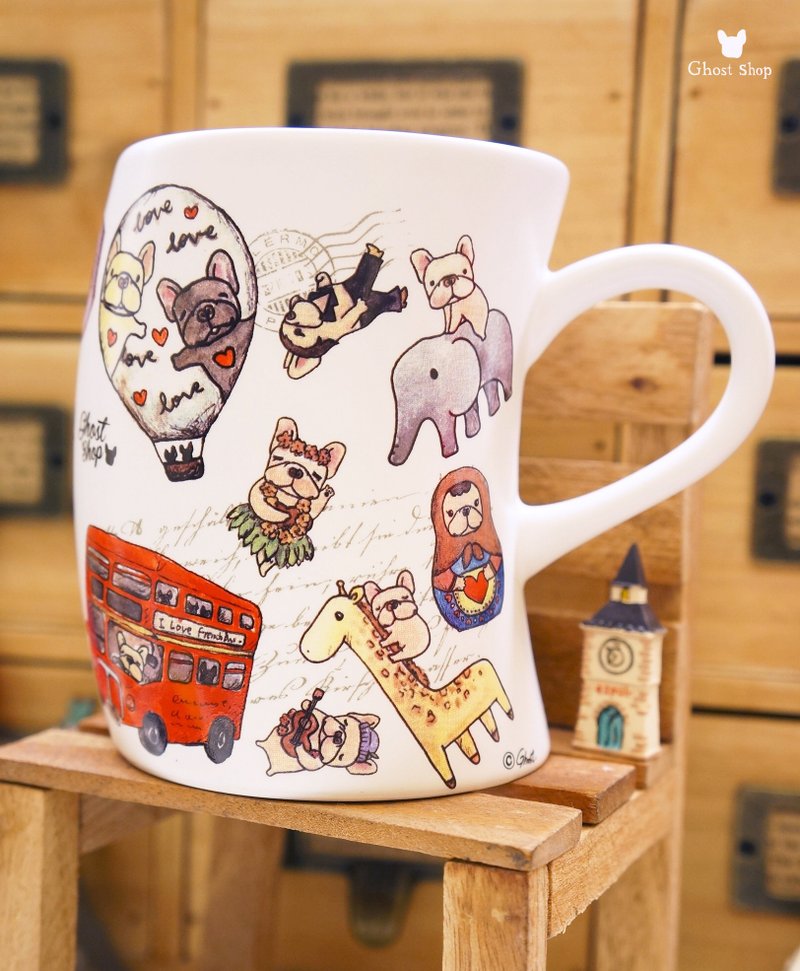 (复刻)手作烧瓷杯-旅行法斗 - 咖啡杯/马克杯 - 其他材质 白色