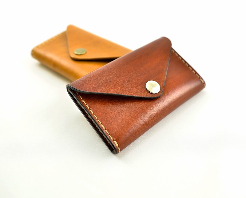 ‘MY HAND'S皮革工艺’零钱包-卡片夹-手工皮件-手工缝制-手工染色-茶 - 零钱包 - 真皮 咖啡色