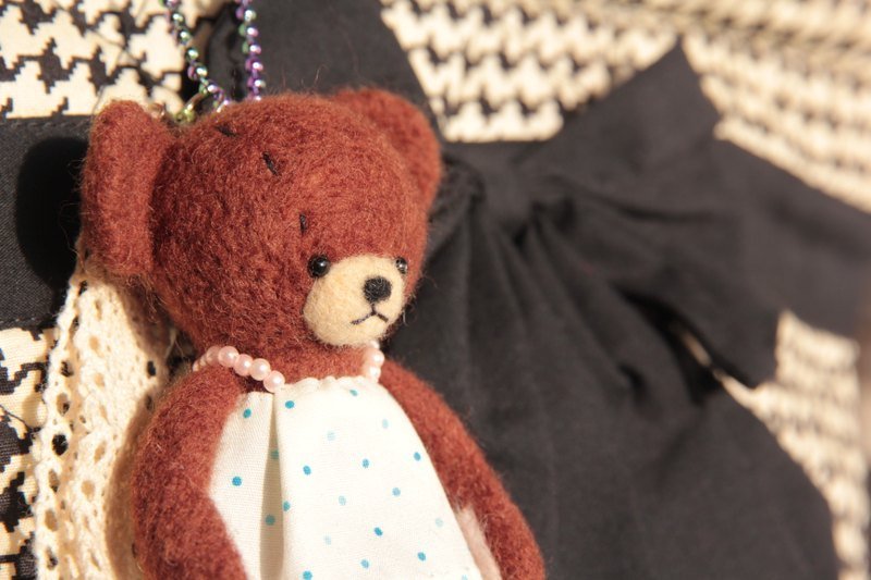 ~羊毛毡绘本小熊~小点点 - 吊饰 - 羊毛 橘色